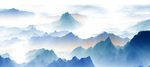 蓝色水墨山水