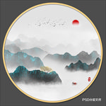 圆形山水画