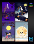 七夕情侣牛郎织女卡通插画