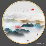 圆形水墨画