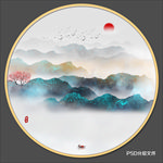 圆形山水装饰画