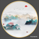 圆形山水 意境山水画