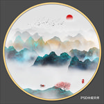 圆形水墨画