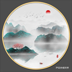 圆形山水装饰画 圆形山水
