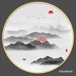 圆形水墨画