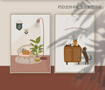 治愈系猫咪插画装饰画画芯