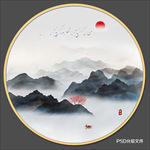 圆形山水画