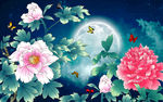 花开富贵牡丹国画背景墙