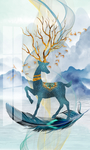 麋鹿羽毛山水图片