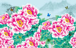 花开富贵牡丹国画背景墙