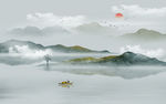 中式水墨山水画