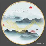 圆形山水画