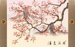 红梅山水春色满园电视背景墙