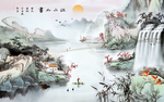 新中式电视背景墙