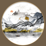 新中式圆形装饰画