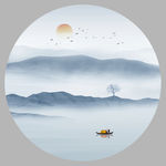 圆形山水装饰画