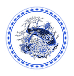 青花瓷盘 孔雀牡丹图