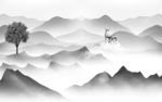 山水灰色框画 TIF分层