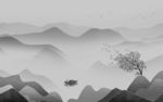 新品山水灰色框画 TIF分层