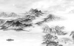 奢华山水灰色框画 TIF分层