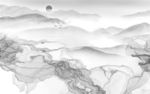 线条山水灰色框画 TIF分层