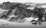 高端灰色山水背景 TIF分层