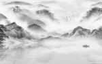 中式灰色山水新画 TIF分层