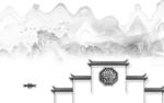 徽派灰色山水新画 TIF分层