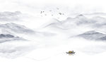 中式水墨山水画