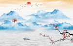 中国风轻奢山水画 tif分层