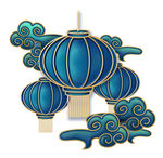 中国风灯笼素材手绘灯笼祥云装饰