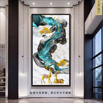 金色麋鹿玄关画