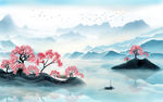 中式 新轻奢山水画 tif分层