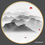 圆形山水画