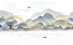 抽象水墨山水画