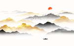 金色轻奢山水