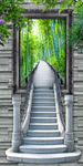 竹林小桥3D玄关过道背景