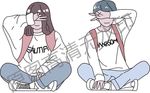 矢量手绘情侣班服图案印花设计