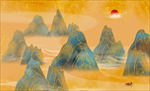 国潮山水装饰画