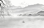 中式灰色新山水画 tif分层