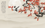 中国风中式水墨梅花电视背景墙
