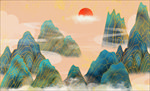 国潮山水装饰画
