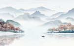 新中式背景山水画 TIF分层