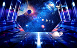 3D立体宇宙太空舱外星球背景墙