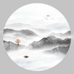 圆形山水画