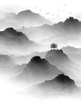 新中式抽象水墨山水画