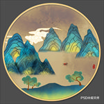 意境圆形山水画
