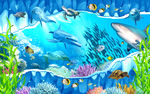 海底世界3D背景墙