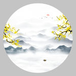 圆形山水画