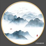 圆形山水画